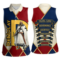 Jacques De Molay Women Sleeveless Polo Shirt Crusader Knight Retro Virtues Seven Precepts