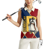 Jacques De Molay Women Sleeveless Polo Shirt Crusader Knight Retro Virtues Seven Precepts