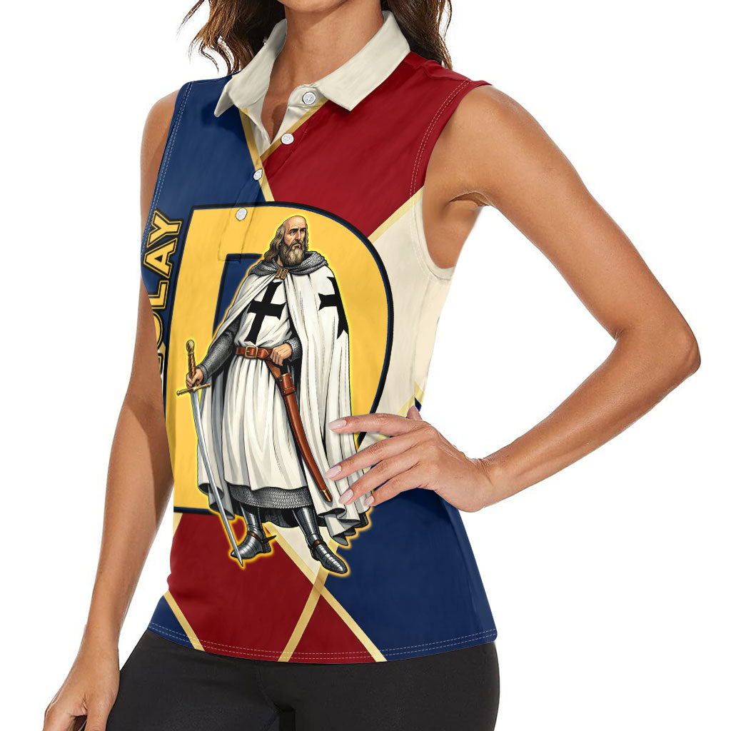 Jacques De Molay Women Sleeveless Polo Shirt Crusader Knight Retro Virtues Seven Precepts