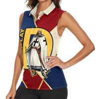 Jacques De Molay Women Sleeveless Polo Shirt Crusader Knight Retro Virtues Seven Precepts