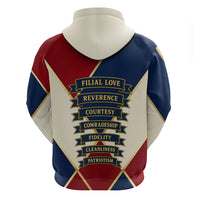 Jacques De Molay Zip Hoodie Crusader Knight Retro Virtues Seven Precepts