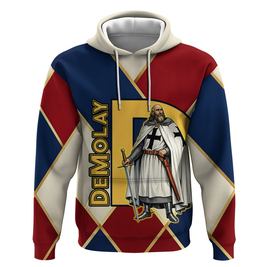 Jacques De Molay Zip Hoodie Crusader Knight Retro Virtues Seven Precepts