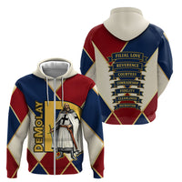 Jacques De Molay Zip Hoodie Crusader Knight Retro Virtues Seven Precepts