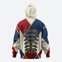 Jacques De Molay Zip Hoodie Crusader Knight Retro Virtues Seven Precepts