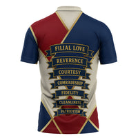 Jacques De Molay Zipper Polo Shirt Crusader Knight Retro Virtues Seven Precepts