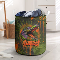 Florida Alligator Airboat Laundry Basket Everglade Swamp Life Graffiti Splatter Artwork