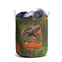 Florida Alligator Airboat Laundry Basket Everglade Swamp Life Graffiti Splatter Artwork