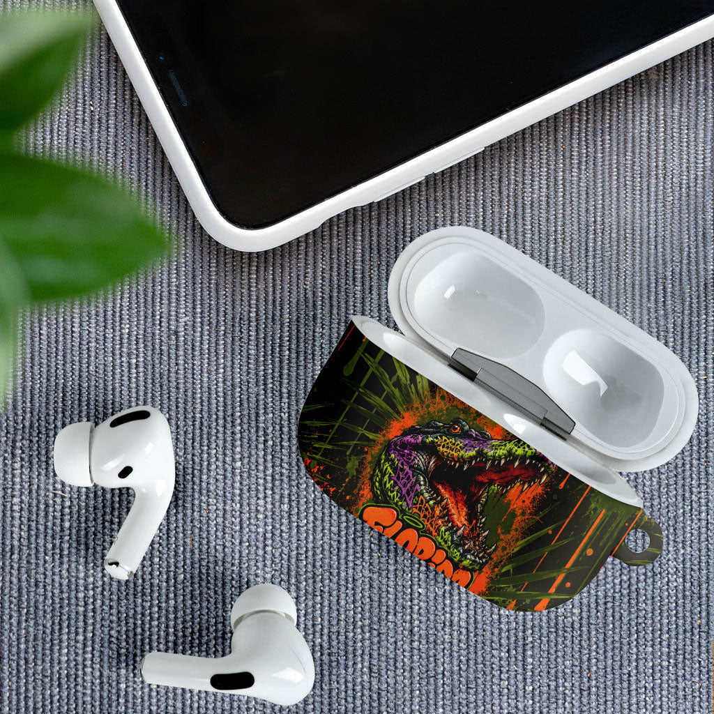 Florida Alligator Airboat AirPods Case Everglade Swamp Life Graffiti Splatter Artwork