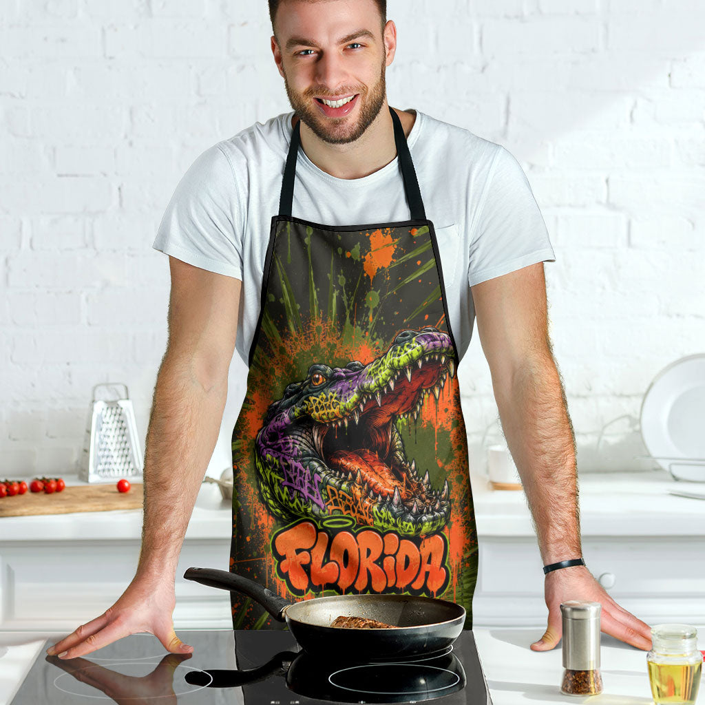 Florida Alligator Airboat Apron Everglade Swamp Life Graffiti Splatter Artwork