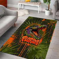 Florida Alligator Airboat Area Rug Everglade Swamp Life Graffiti Splatter Artwork