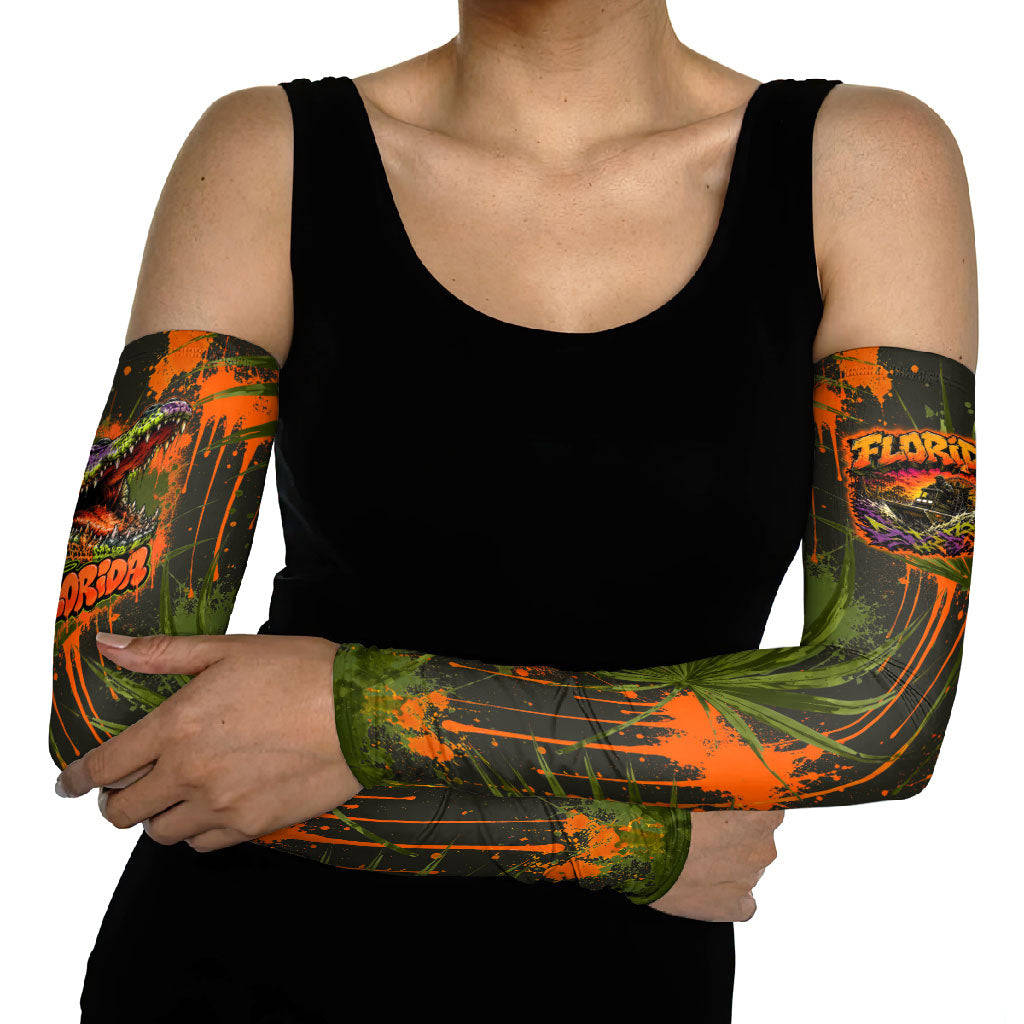 Florida Alligator Airboat Arm Sleeves Everglade Swamp Life Graffiti Splatter Artwork