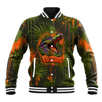 Florida Alligator Airboat Baseball Jacket Everglade Swamp Life Graffiti Splatter Artwork