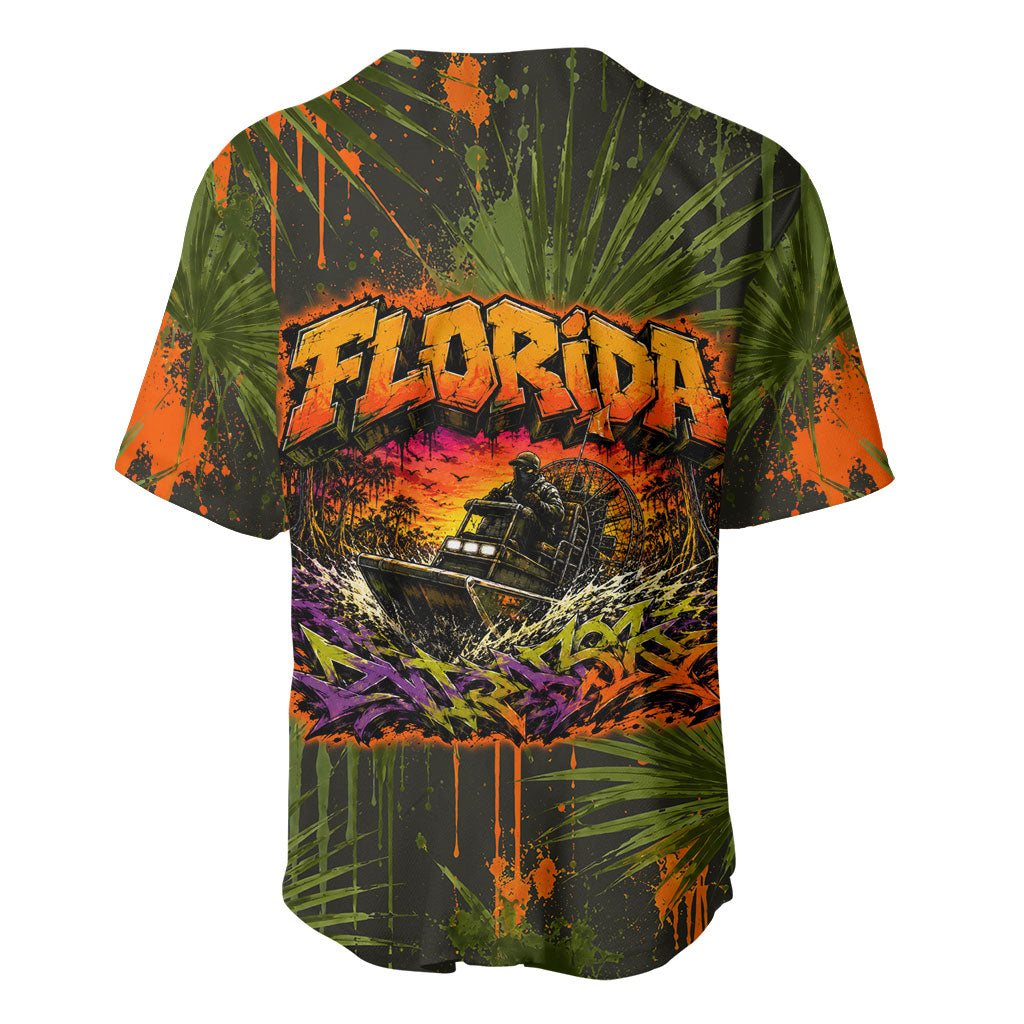 Florida Alligator Airboat Baseball Jersey Everglade Swamp Life Graffiti Splatter Artwork