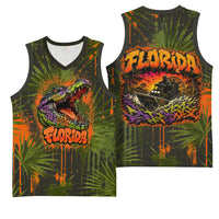 Florida Alligator Airboat Basketball Jersey Everglade Swamp Life Graffiti Splatter Artwork