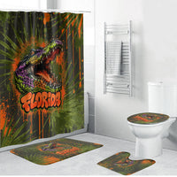 Florida Alligator Airboat Bathroom Set Everglade Swamp Life Graffiti Splatter Artwork
