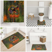 Florida Alligator Airboat Bathroom Set Everglade Swamp Life Graffiti Splatter Artwork