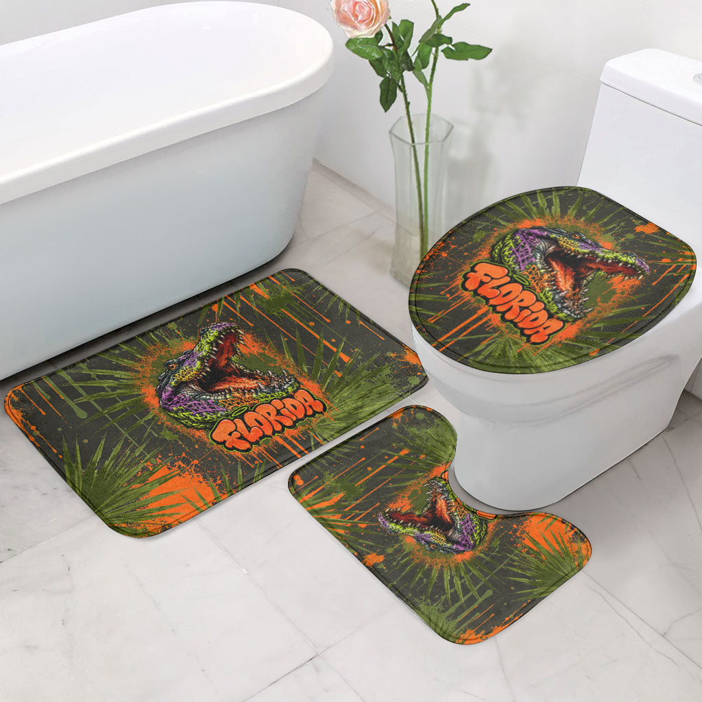 Florida Alligator Airboat Bathroom Set Everglade Swamp Life Graffiti Splatter Artwork