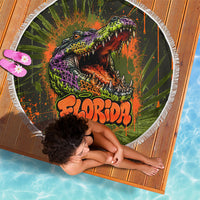 Florida Alligator Airboat Beach Blanket Everglade Swamp Life Graffiti Splatter Artwork