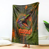 Florida Alligator Airboat Blanket Everglade Swamp Life Graffiti Splatter Artwork