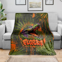 Florida Alligator Airboat Blanket Everglade Swamp Life Graffiti Splatter Artwork