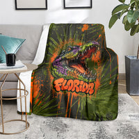Florida Alligator Airboat Blanket Everglade Swamp Life Graffiti Splatter Artwork