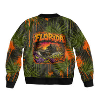 Florida Alligator Airboat Bomber Jacket Everglade Swamp Life Graffiti Splatter Artwork