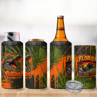 Florida Alligator Airboat 4 in 1 Can Cooler Tumbler Everglade Swamp Life Graffiti Splatter Artwork
