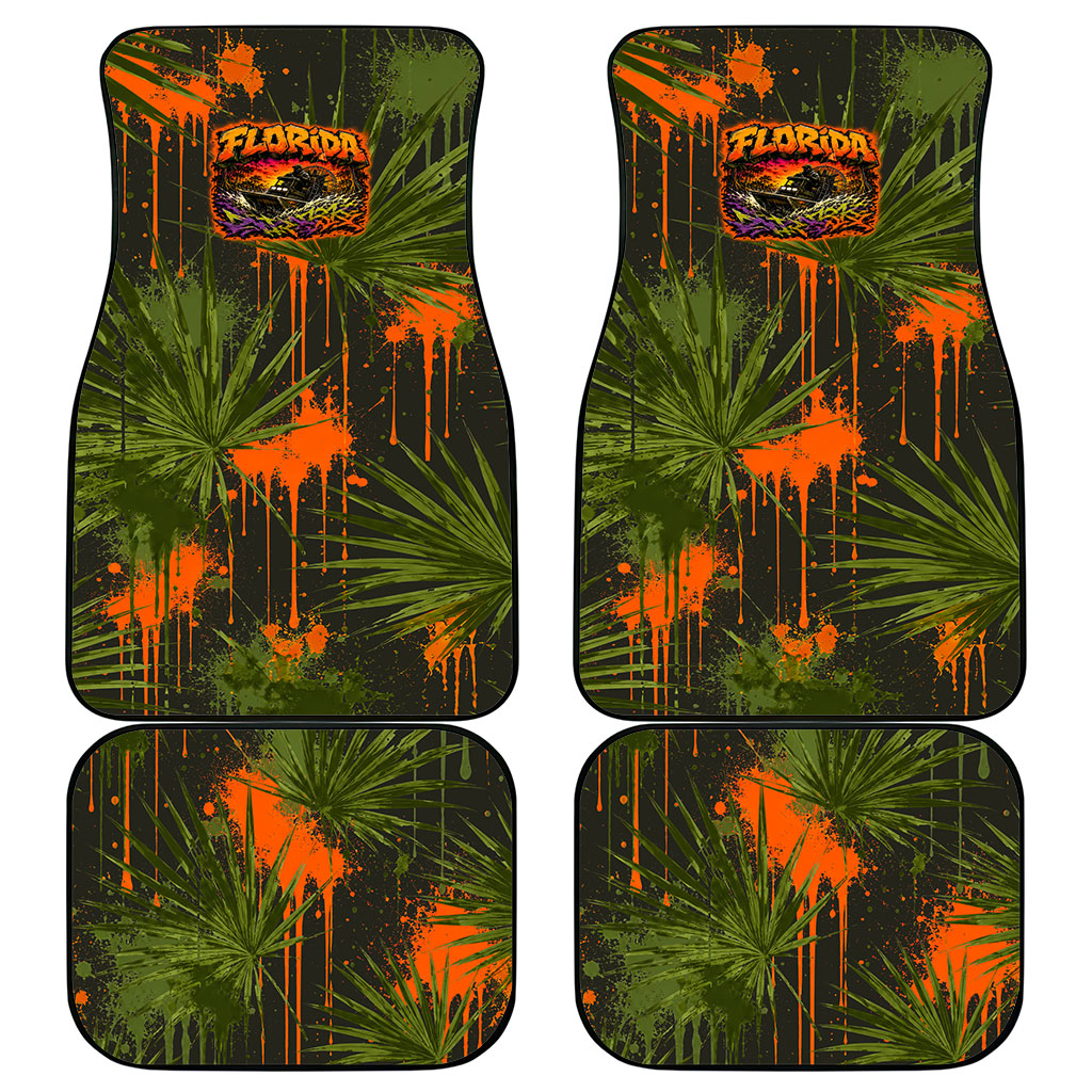 Florida Alligator Airboat Car Mats Everglade Swamp Life Graffiti Splatter Artwork