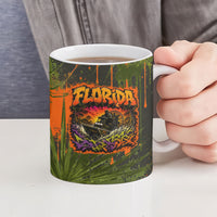 Florida Alligator Airboat Ceramic Mug Everglade Swamp Life Graffiti Splatter Artwork