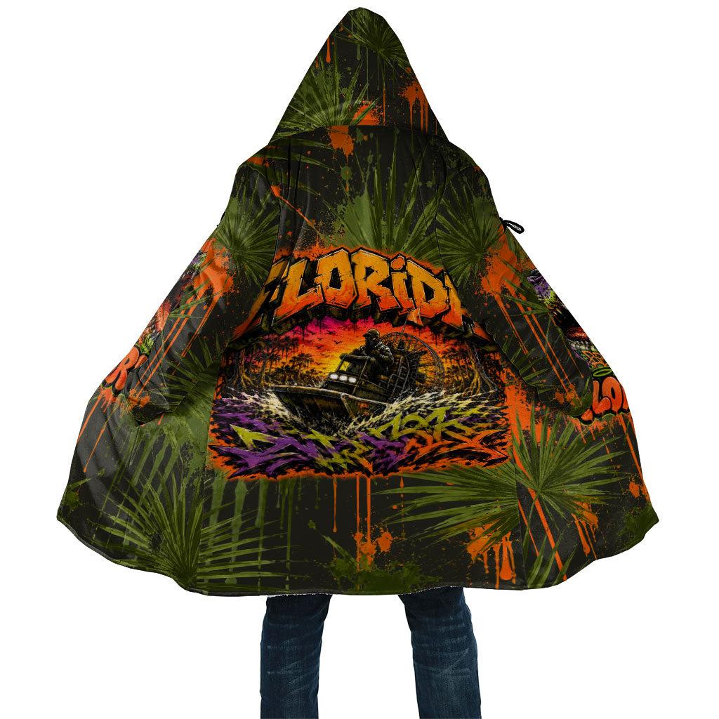 Florida Alligator Airboat Cloak Everglade Swamp Life Graffiti Splatter Artwork