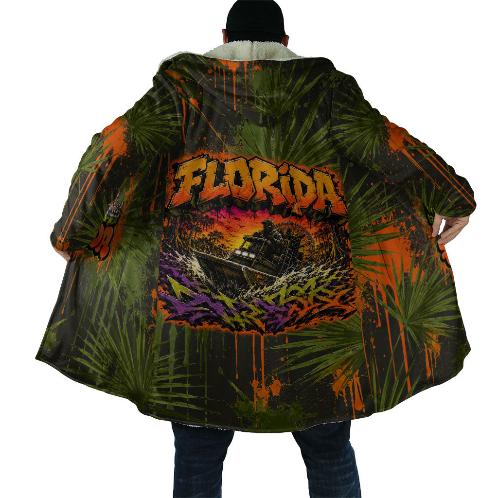 Florida Alligator Airboat Cloak Everglade Swamp Life Graffiti Splatter Artwork