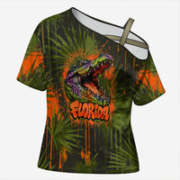 Florida Alligator Airboat Cross Shoulder Shirt Everglade Swamp Life Graffiti Splatter Artwork