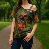 Florida Alligator Airboat Cross Shoulder Shirt Everglade Swamp Life Graffiti Splatter Artwork