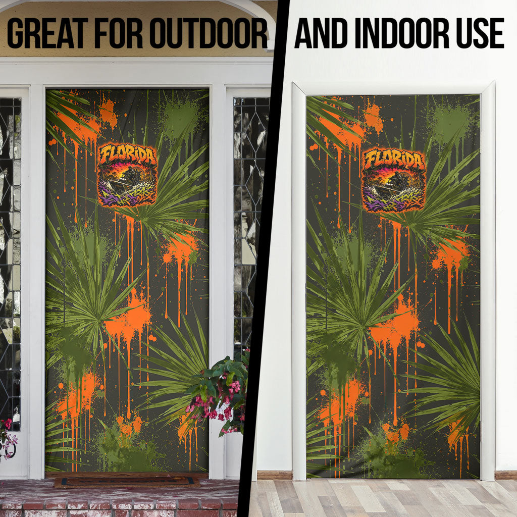 Florida Alligator Airboat Door Cover Everglade Swamp Life Graffiti Splatter Artwork