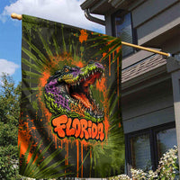 Florida Alligator Airboat Garden Flag Everglade Swamp Life Graffiti Splatter Artwork