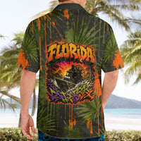 Florida Alligator Airboat Hawaiian Shirt Everglade Swamp Life Graffiti Splatter Artwork
