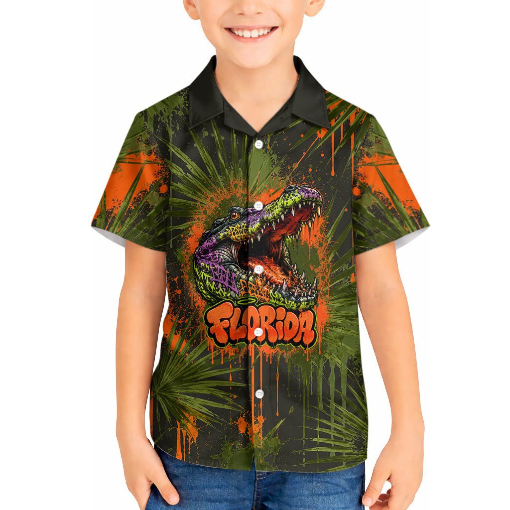 Florida Alligator Airboat Hawaiian Shirt Everglade Swamp Life Graffiti Splatter Artwork