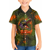 Florida Alligator Airboat Hawaiian Shirt Everglade Swamp Life Graffiti Splatter Artwork