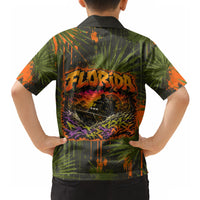 Florida Alligator Airboat Hawaiian Shirt Everglade Swamp Life Graffiti Splatter Artwork
