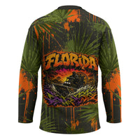 Florida Alligator Airboat Hockey Jersey Everglade Swamp Life Graffiti Splatter Artwork