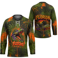 Florida Alligator Airboat Hockey Jersey Everglade Swamp Life Graffiti Splatter Artwork