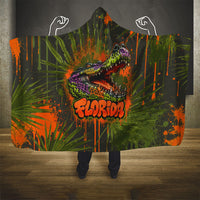 Florida Alligator Airboat Hooded Blanket Everglade Swamp Life Graffiti Splatter Artwork