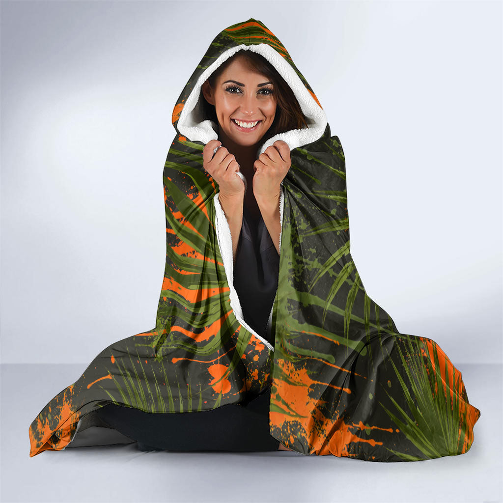 Florida Alligator Airboat Hooded Blanket Everglade Swamp Life Graffiti Splatter Artwork