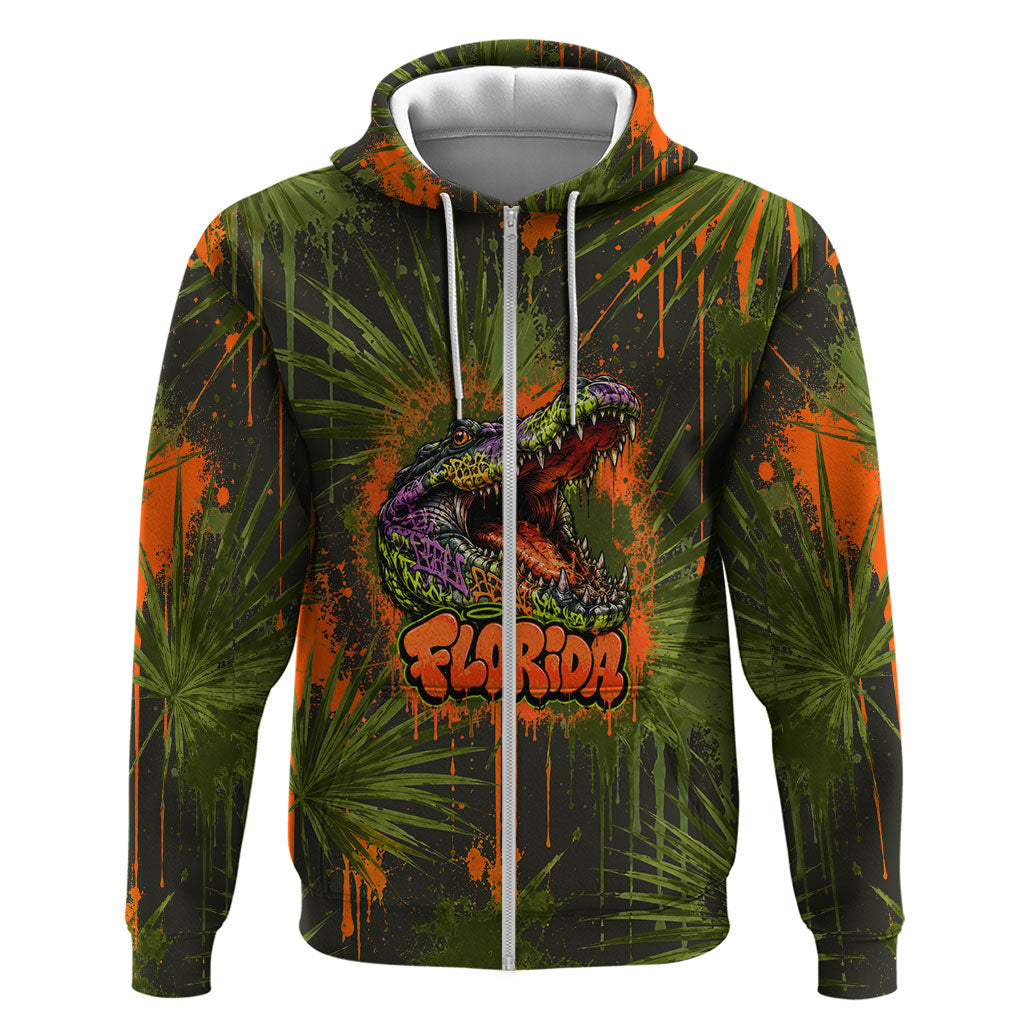 Florida Alligator Airboat Hoodie Everglade Swamp Life Graffiti Splatter Artwork
