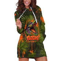 Florida Alligator Airboat Hoodie Dress Everglade Swamp Life Graffiti Splatter Artwork