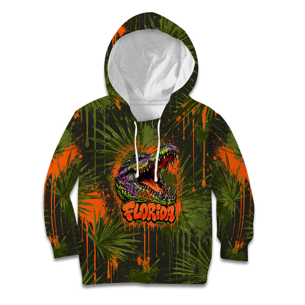 Florida Alligator Airboat Kid Hoodie Everglade Swamp Life Graffiti Splatter Artwork