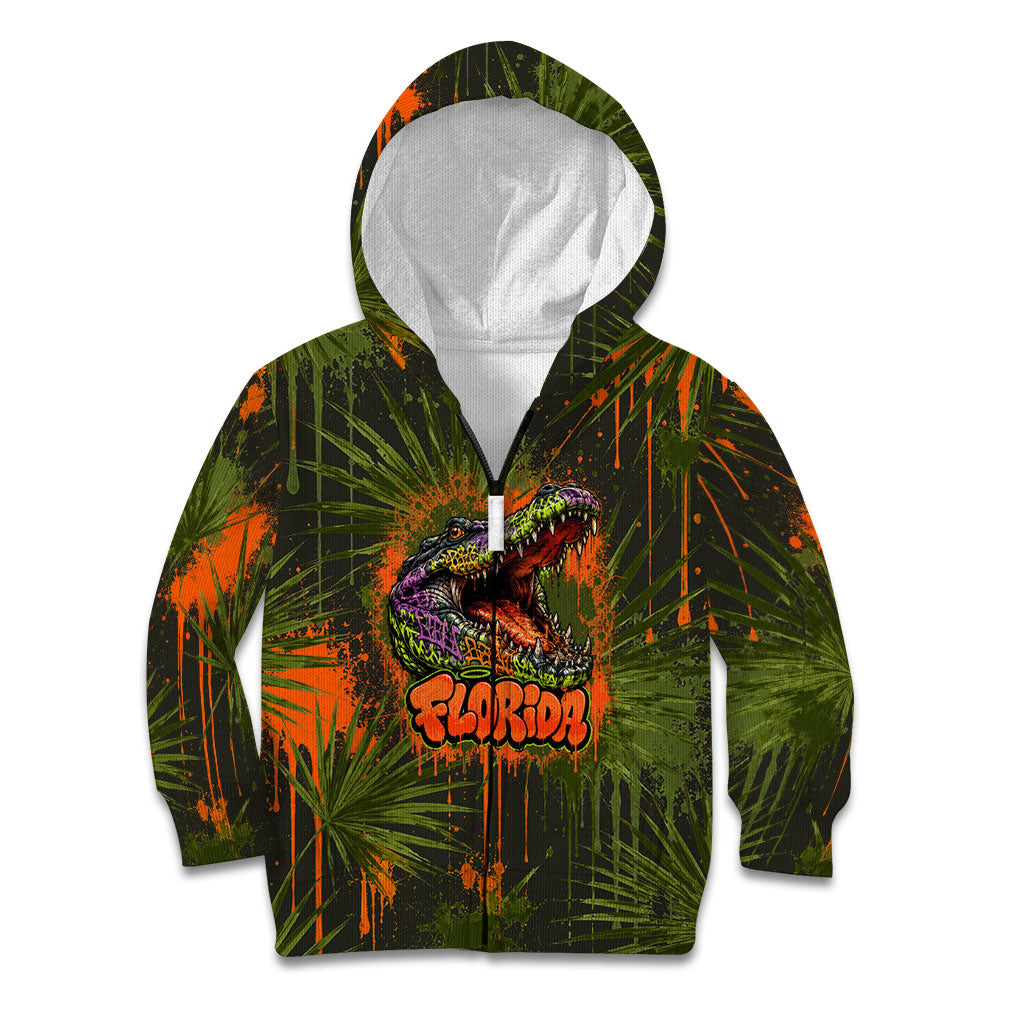 Florida Alligator Airboat Kid Hoodie Everglade Swamp Life Graffiti Splatter Artwork
