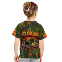 Florida Alligator Airboat Kid T Shirt Everglade Swamp Life Graffiti Splatter Artwork