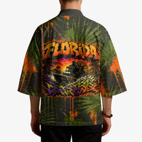 Florida Alligator Airboat Kimono Everglade Swamp Life Graffiti Splatter Artwork