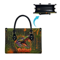 Florida Alligator Airboat Leather Bag Everglade Swamp Life Graffiti Splatter Artwork